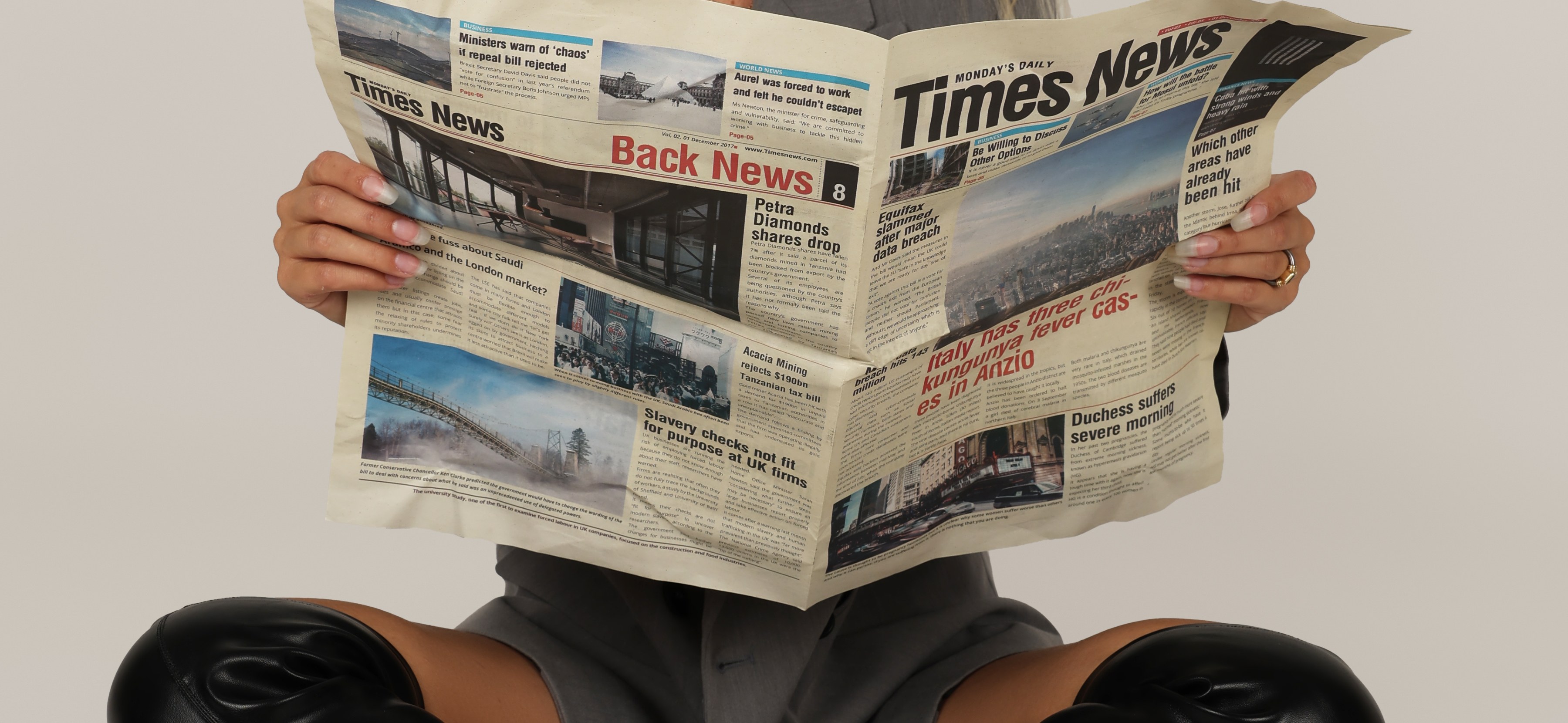 Times News newspaper close-up, editorial imagery for Muse Studio